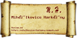 Mihálkovics Harkány névjegykártya